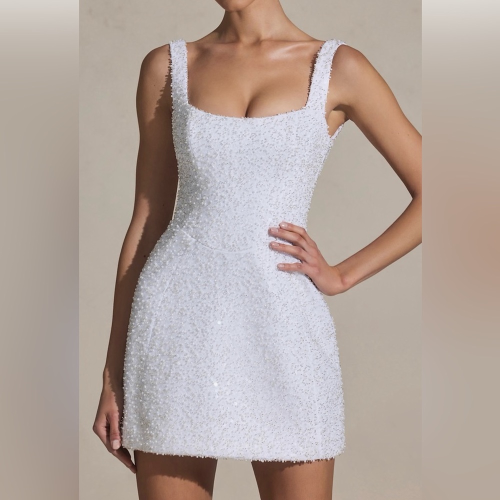 Oh Polly White Textured Mini Dress